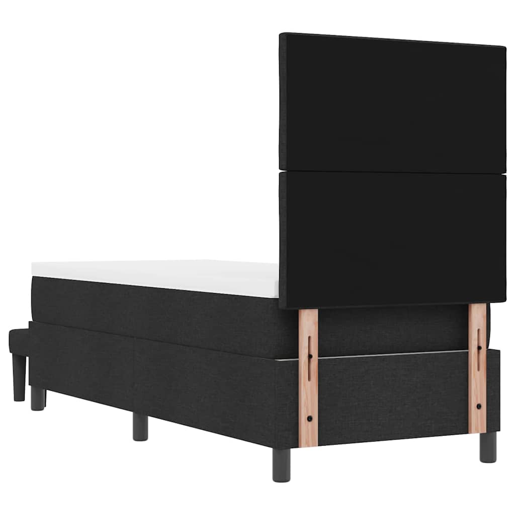 Boxrugós ágy fejtámlával Fekete 80 x 200 cm szövet