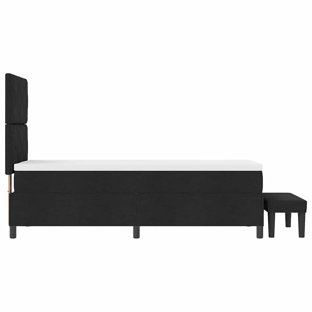 Boxrugós ágy fejtámlával Fekete 80 x 200 cm szövet