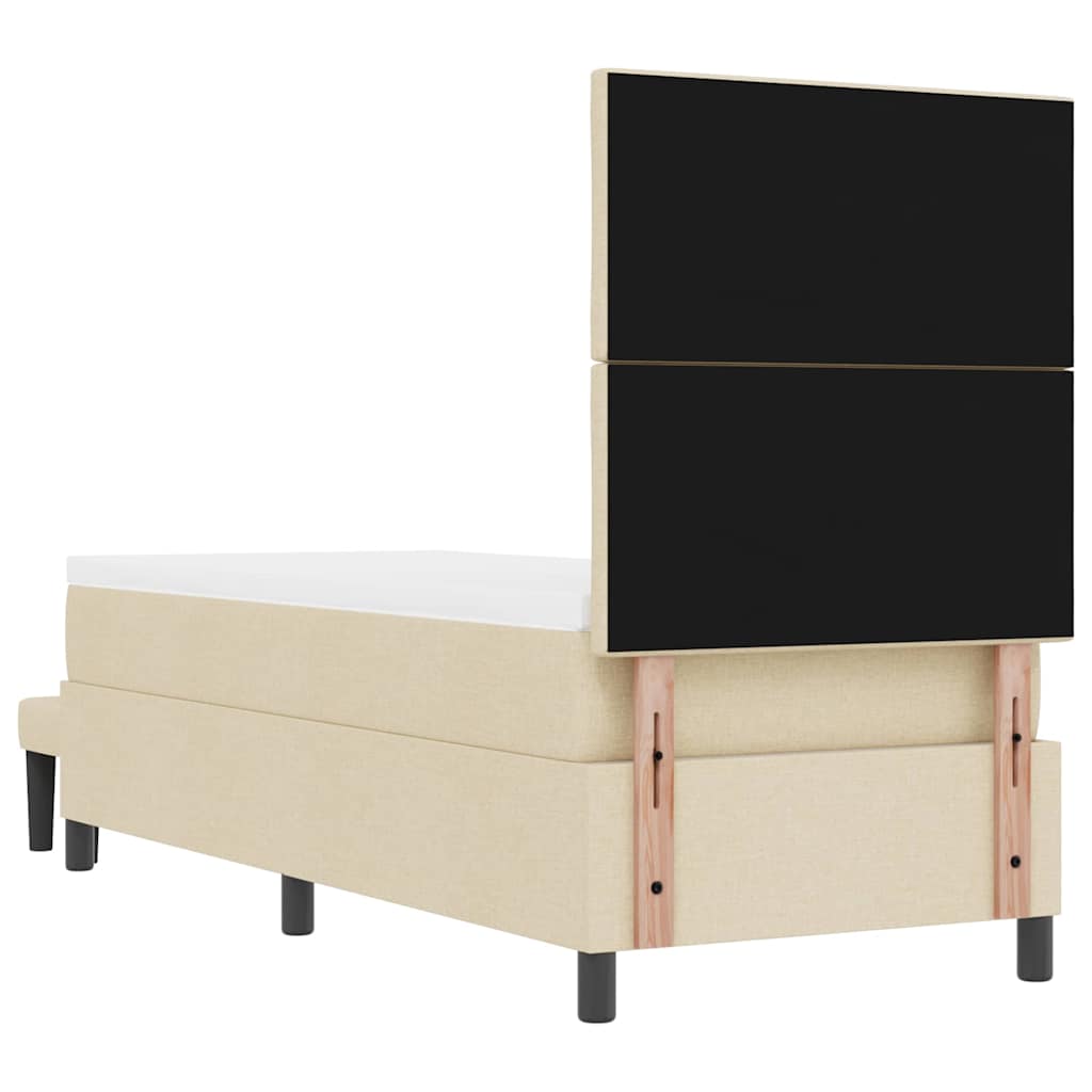 Boxrugós ágy fejtámlával Krém 80 x 200 cm szövet