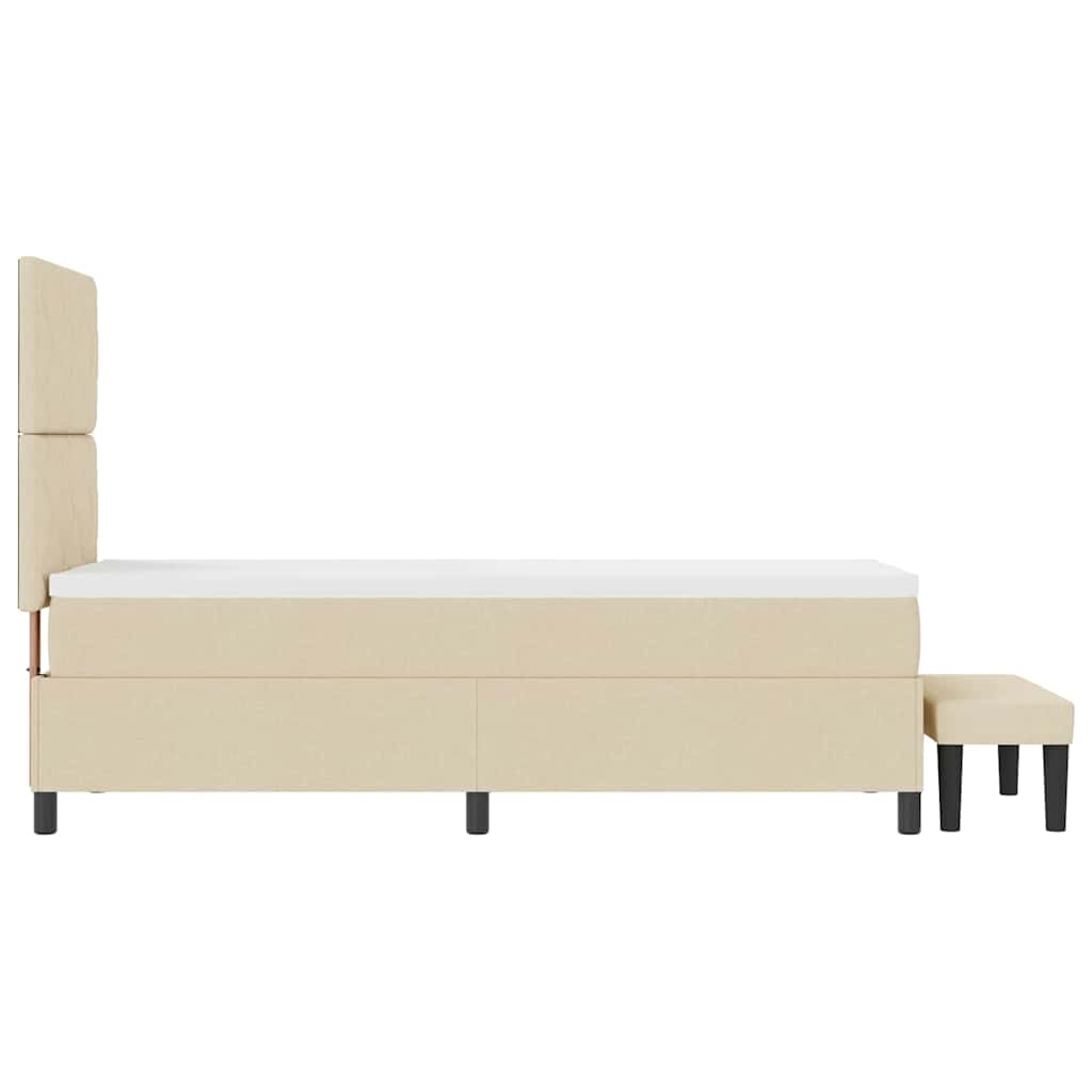 Boxrugós ágy fejtámlával Krém 80 x 200 cm szövet