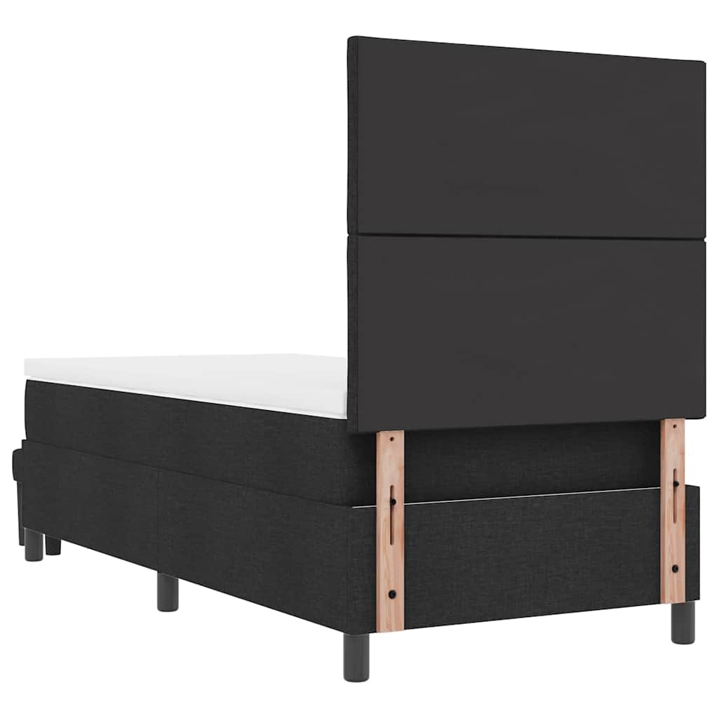Boxrugós ágy fejtámlával Fekete 90 x 190 cm szövet