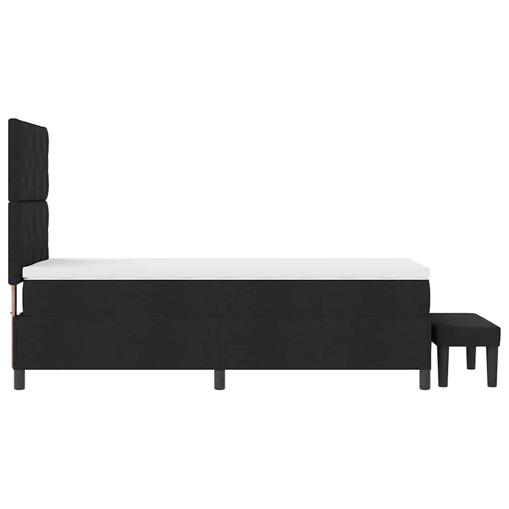 Boxrugós ágy fejtámlával Fekete 90 x 190 cm szövet
