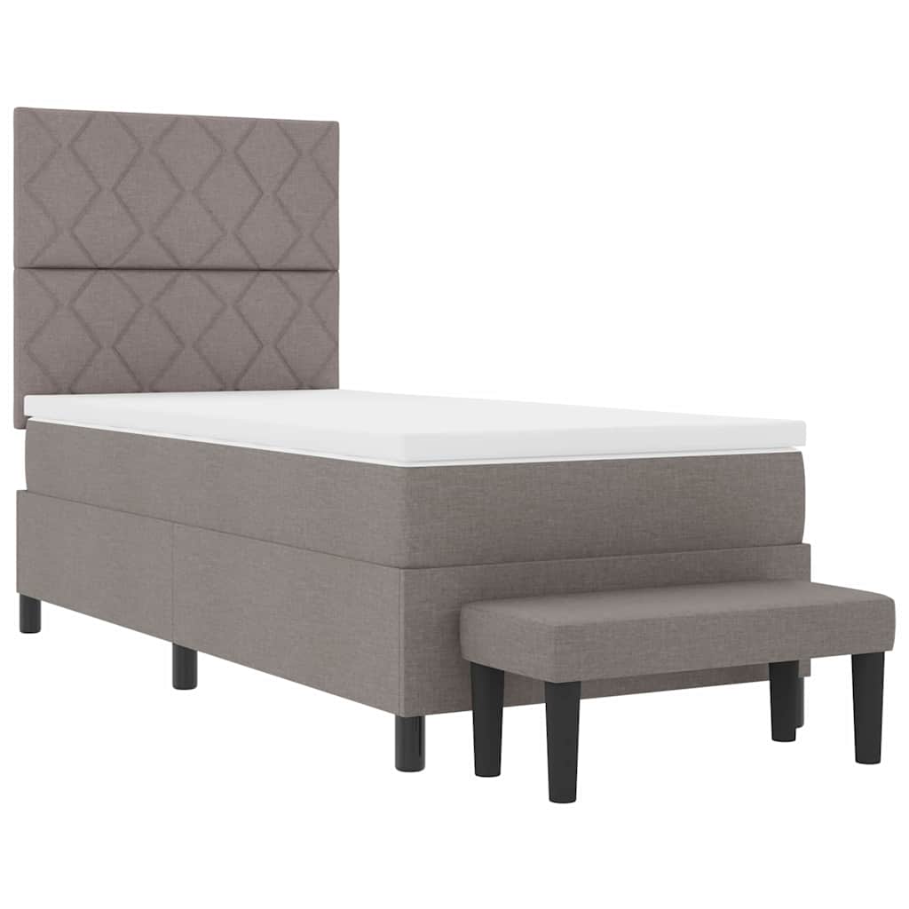 Boxrugós ágy párnával fejtámlával Tópszínű 90 x 190 cm szövet