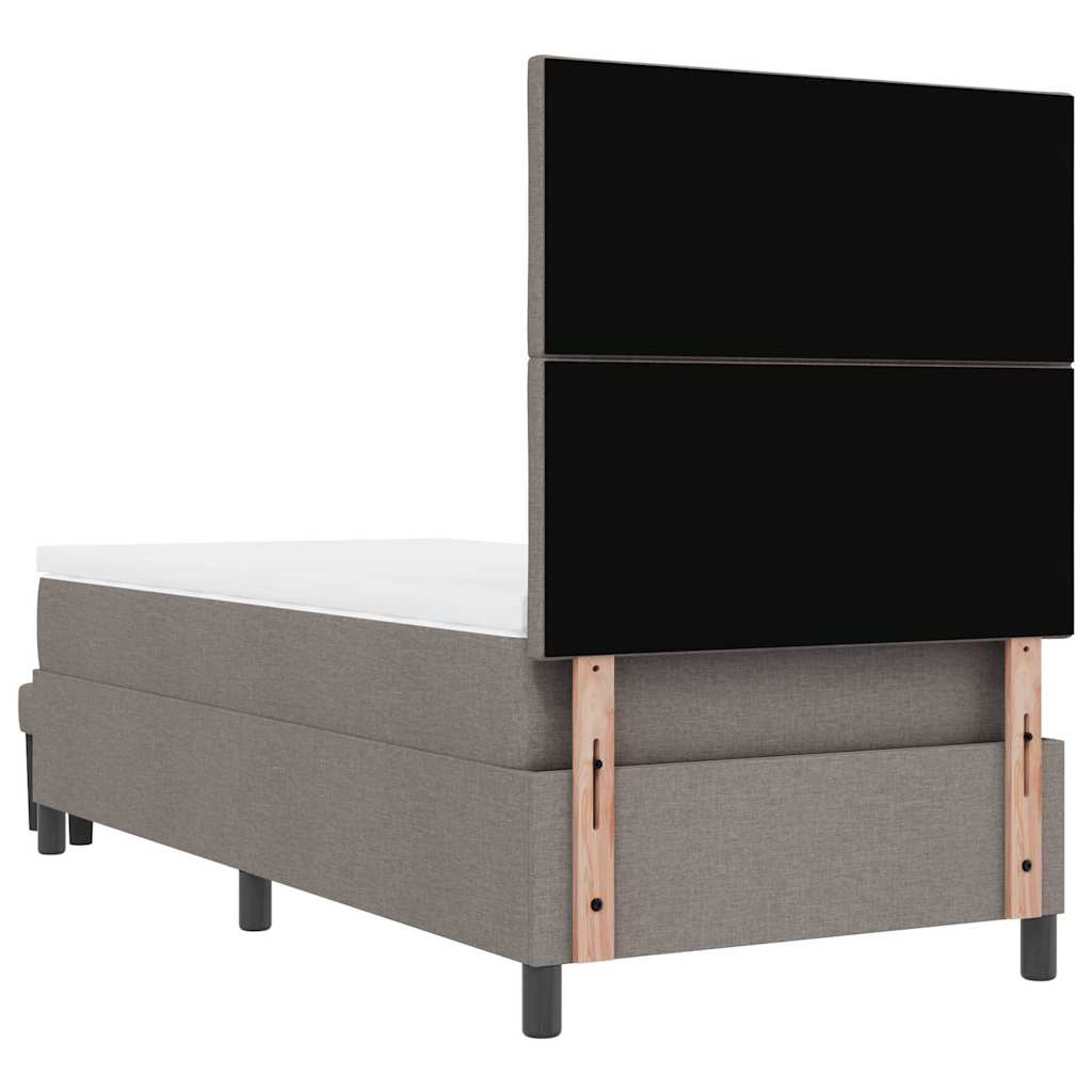Boxrugós ágy párnával fejtámlával Tópszínű 90 x 190 cm szövet