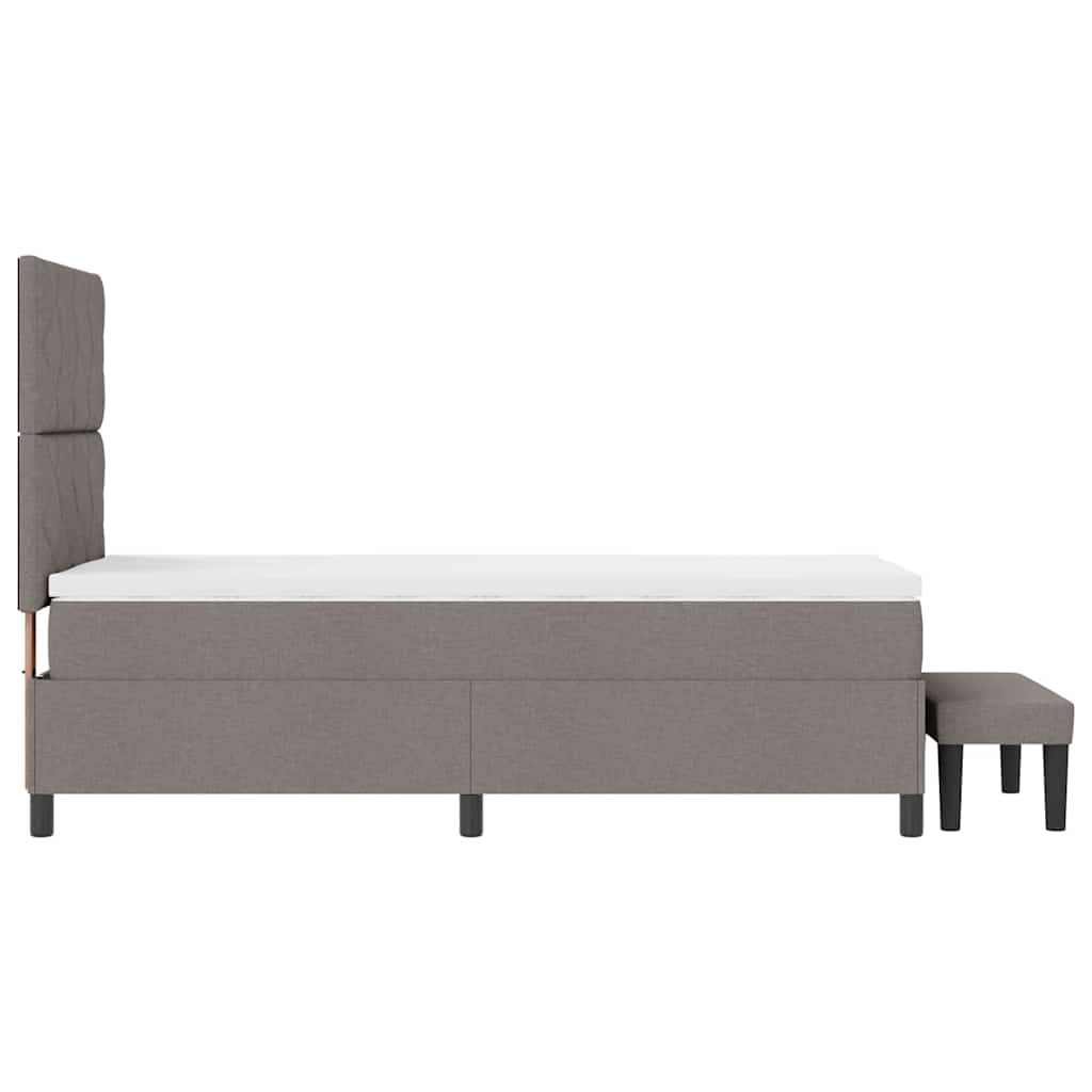 Boxrugós ágy párnával fejtámlával Tópszínű 90 x 190 cm szövet