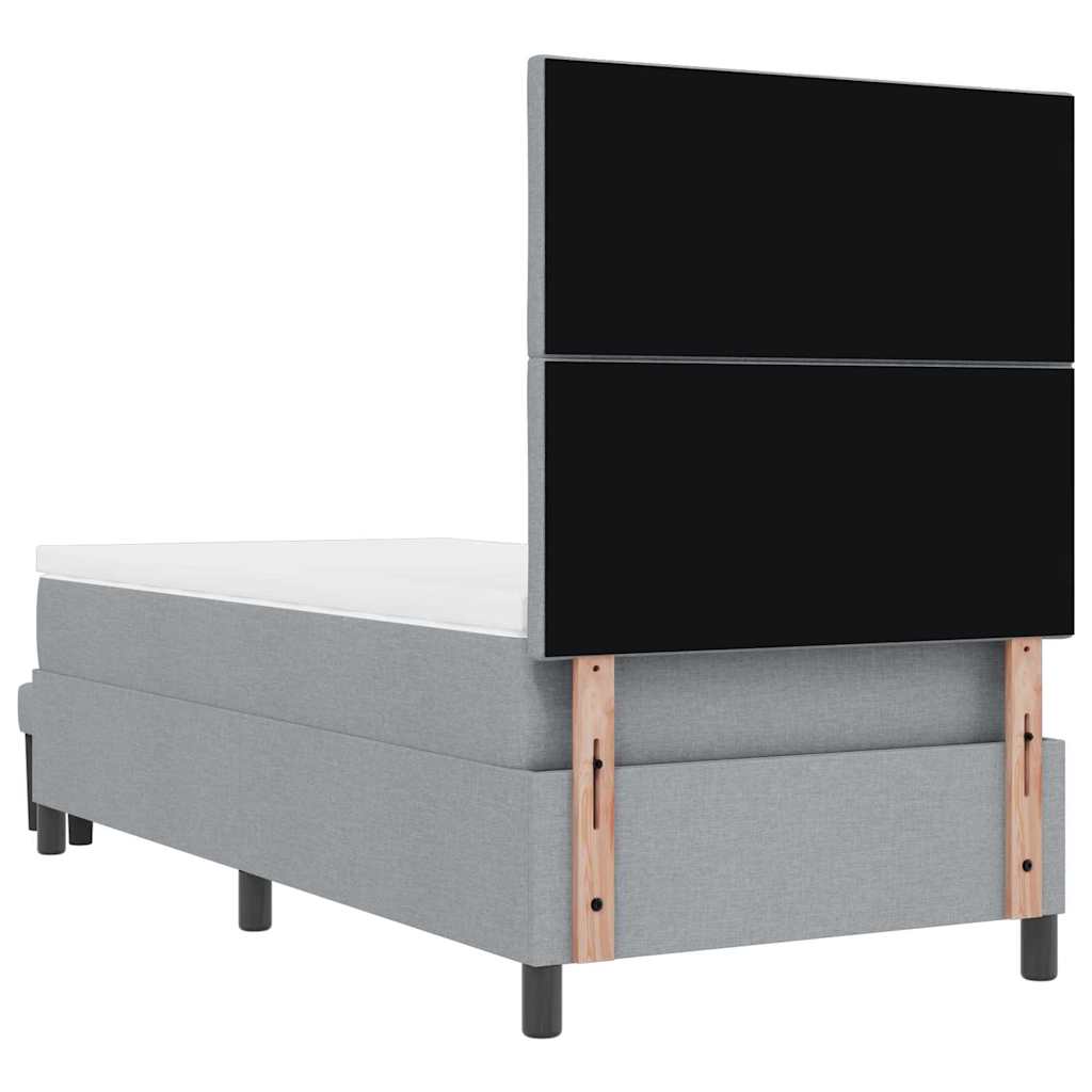 Boxrugós ágy fejtámlával Világosszürke 90 x 200 cm szövet