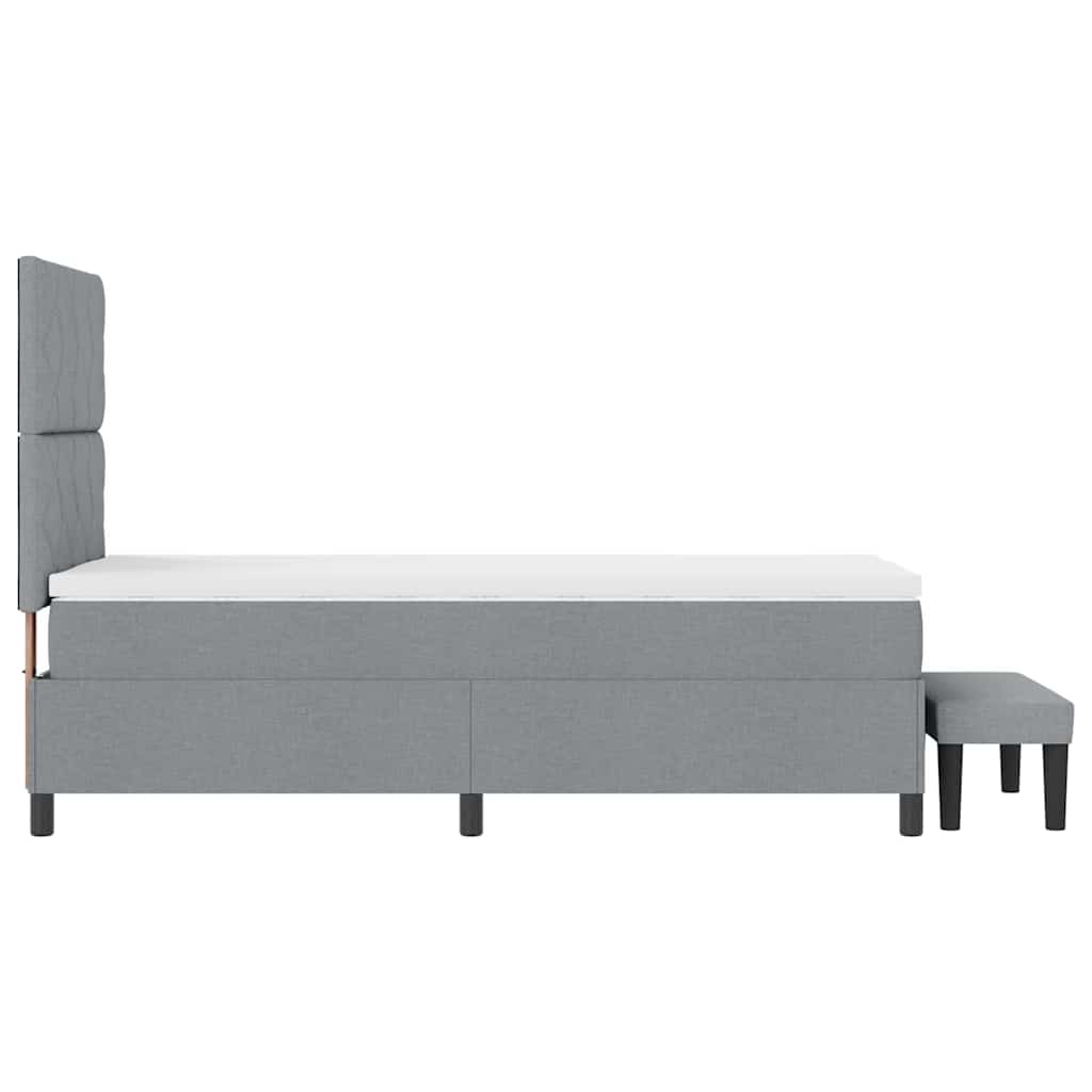 Boxrugós ágy fejtámlával Világosszürke 90 x 200 cm szövet
