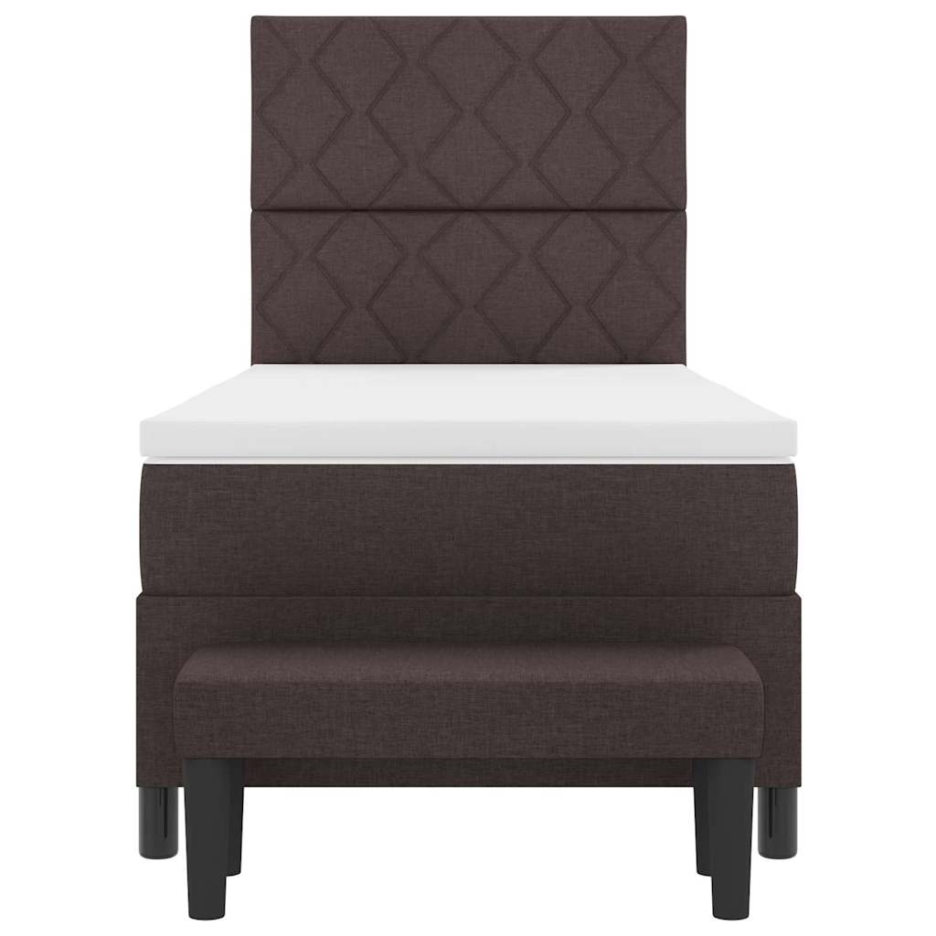 Boxrugós ágy fejtámlával Sötét Barna 90 x 200 cm szövet