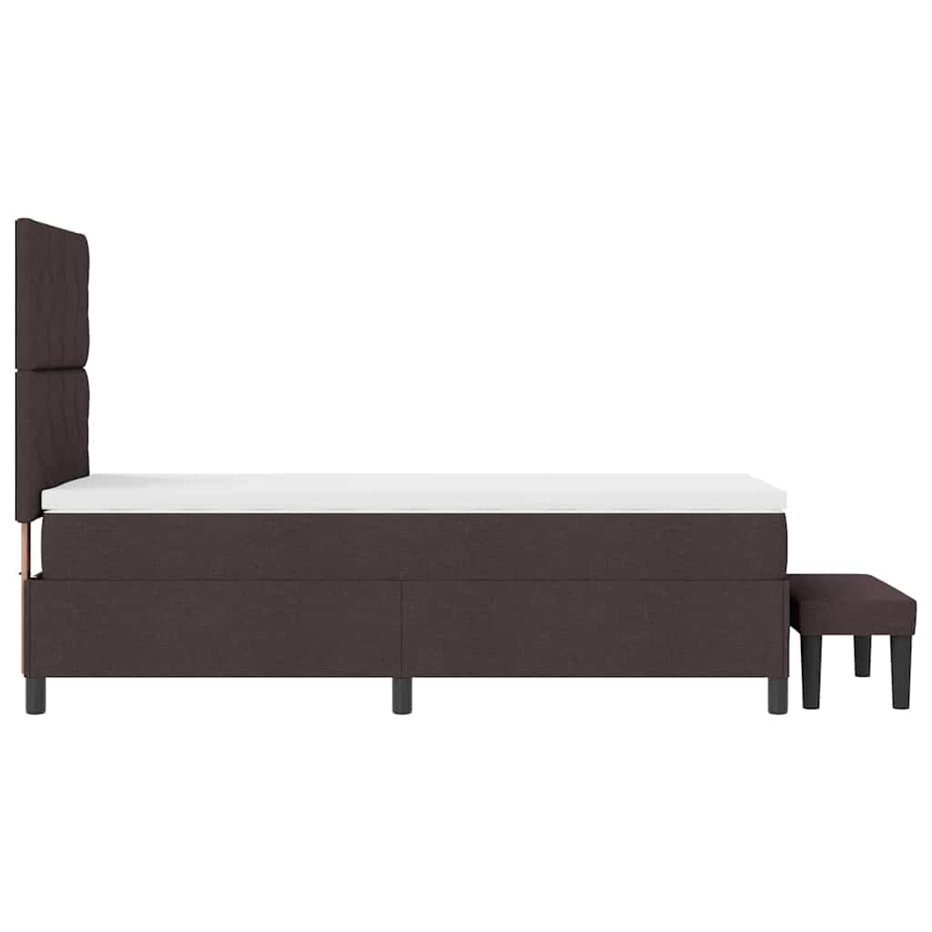 Boxrugós ágy fejtámlával Sötét Barna 90 x 200 cm szövet
