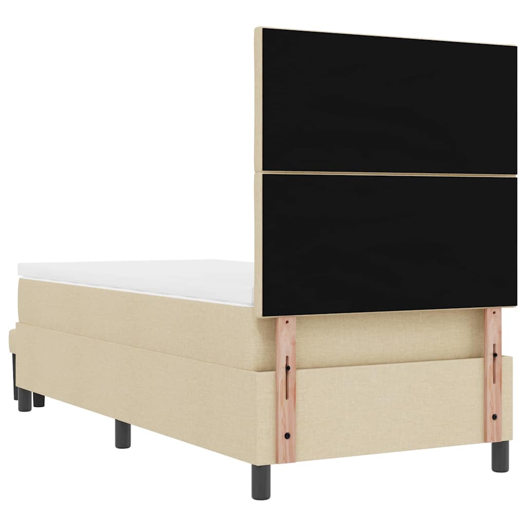 Boxrugós ágy fejtámlával Krém 100 x 200 cm szövet