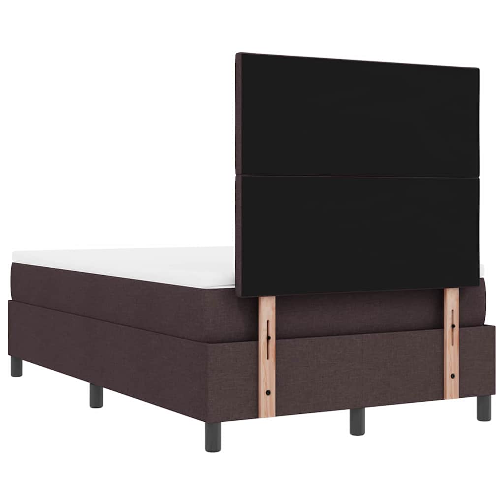 Boxrugós ágy fejtámlával Sötét Barna 120 x 190 cm szövet