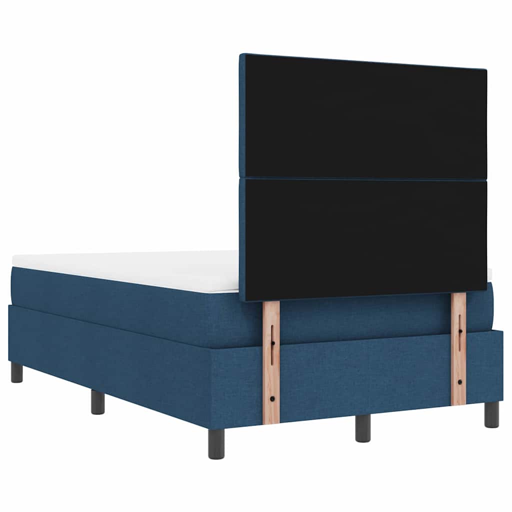 Boxrugós ágy párnával fejtámlával Kék 120 x 190 cm szövet