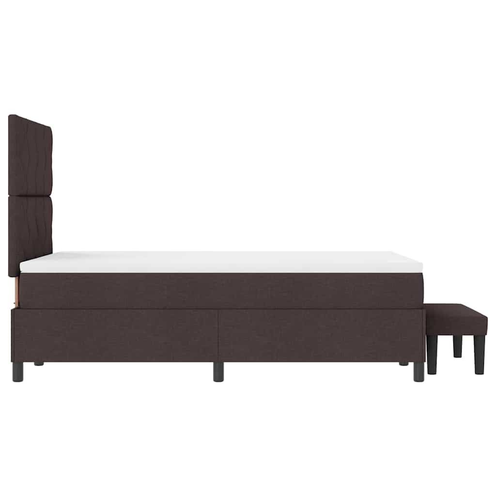 Boxrugós ágy fejtámlával Sötét Barna 120 x 200 cm szövet