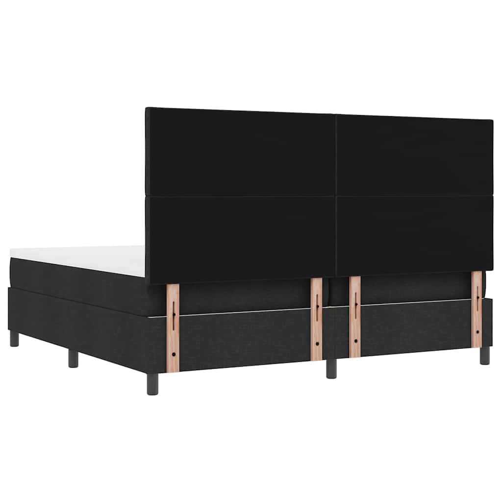 Boxrugós ágy fejtámlával Fekete 200 x 200 cm szövet