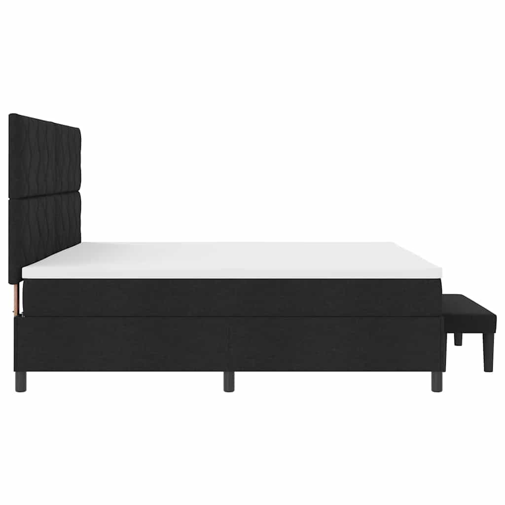 Boxrugós ágy fejtámlával Fekete 200 x 200 cm szövet