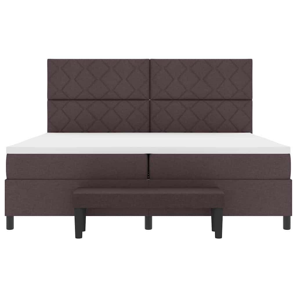 Boxrugós ágy fejtámlával Sötét Barna 200 x 200 cm szövet