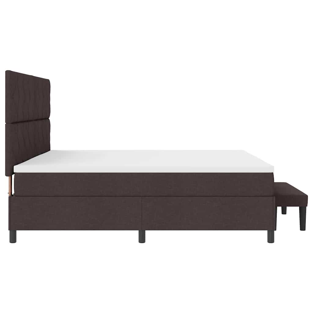 Boxrugós ágy fejtámlával Sötét Barna 200 x 200 cm szövet