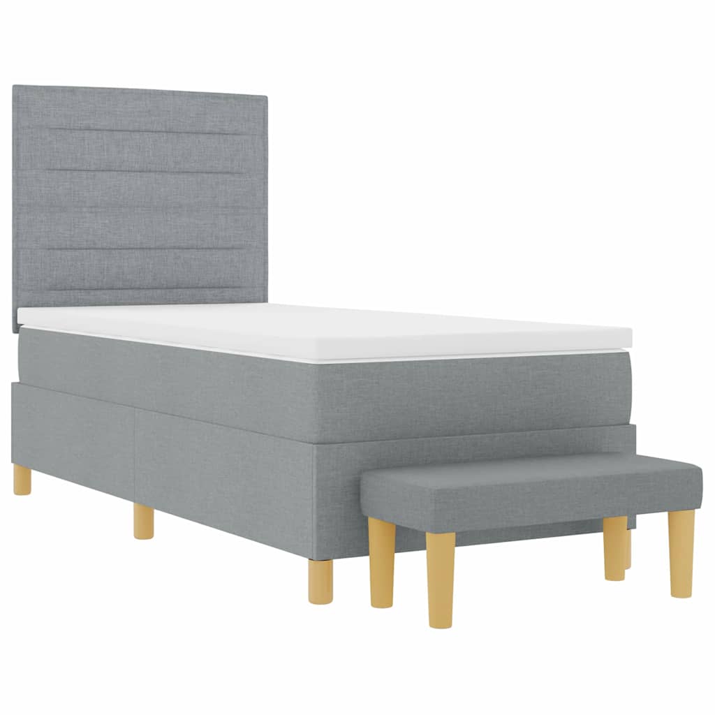 Boxrugós ágy fejtámlával Világosszürke 200 x 80 cm szövet