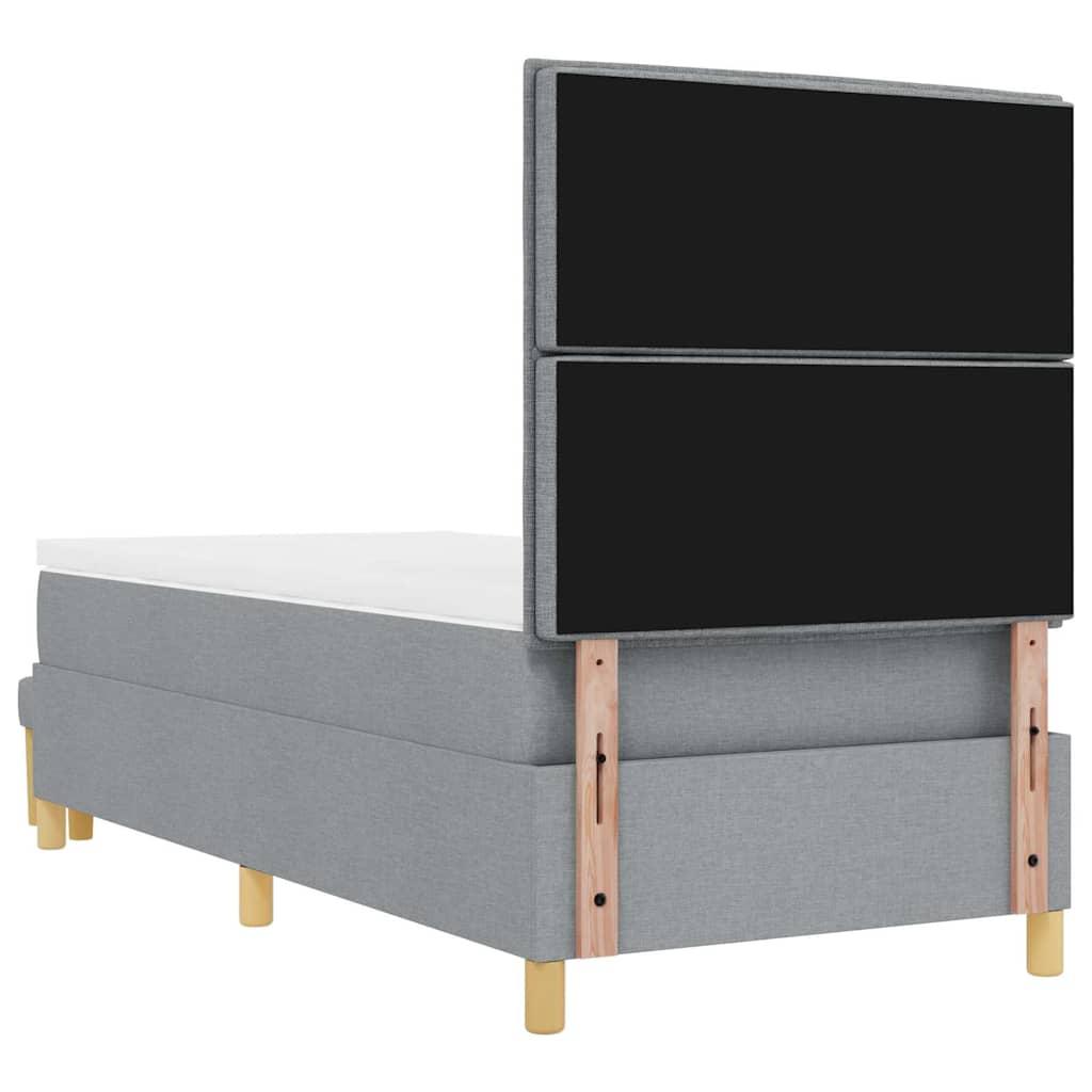 Boxrugós ágy fejtámlával Világosszürke 200 x 80 cm szövet