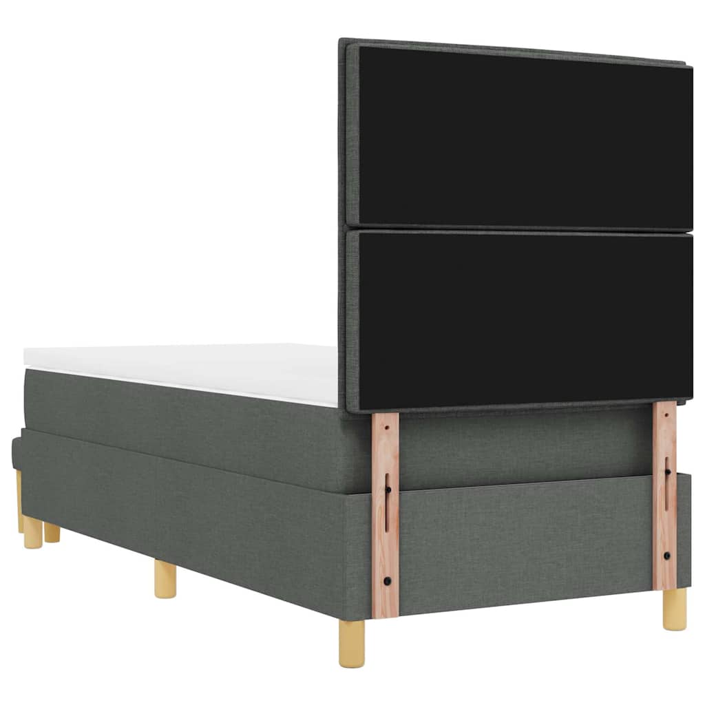 Boxrugós ágy fejtámlával Sötétszürke 200 x 90 cm szövet
