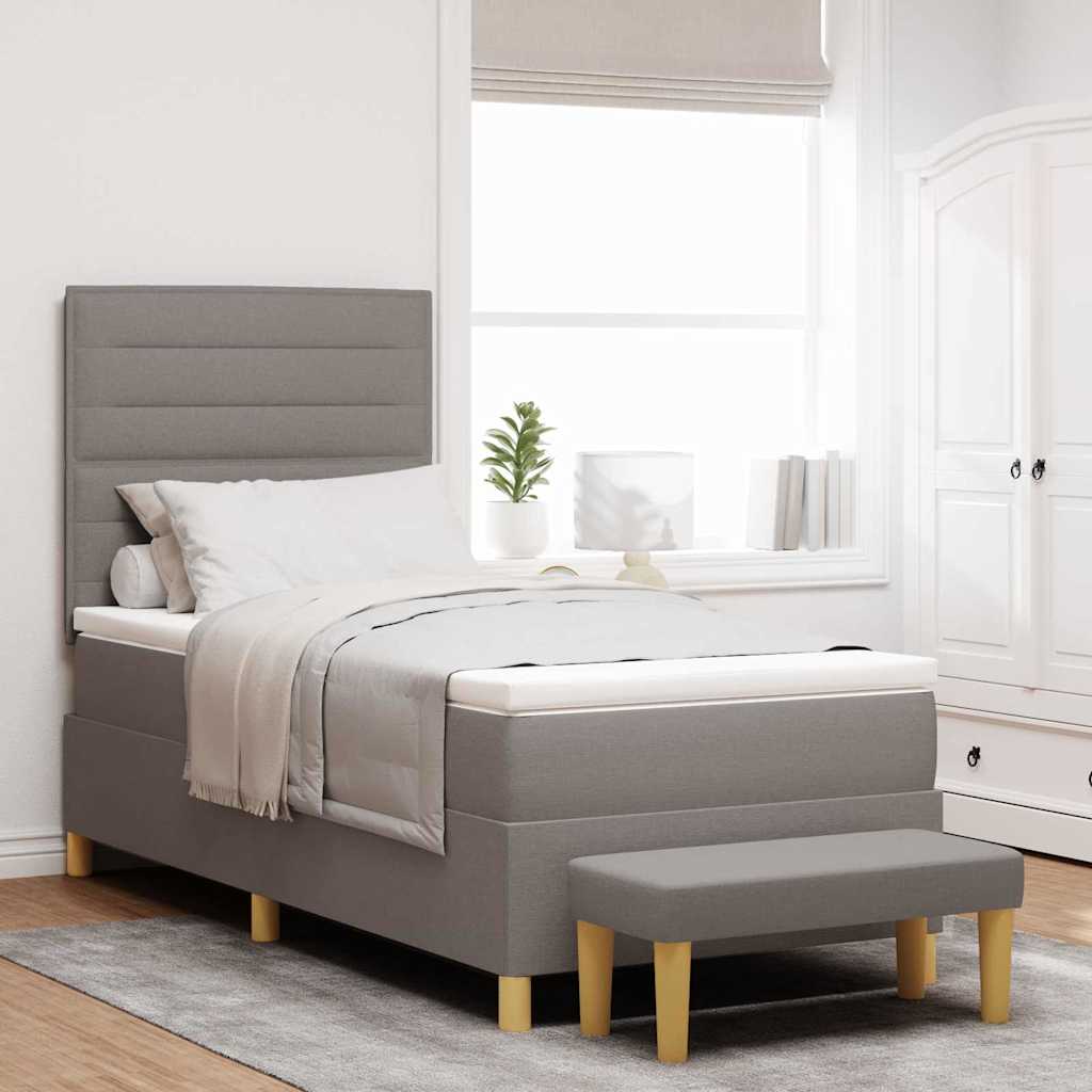 Boxrugós ágy fejtámlával Tópszínű 200 x 90 cm szövet