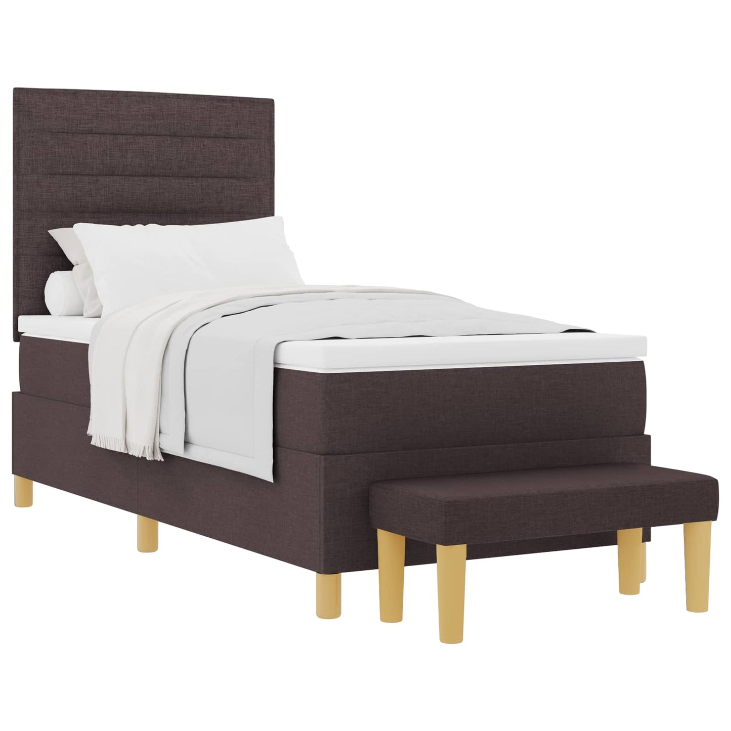 Boxrugós ágy fejtámlával Sötét Barna 200 x 90 cm szövet
