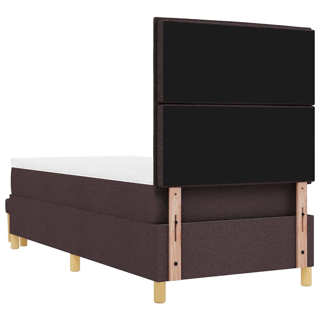 Boxrugós ágy fejtámlával Sötét Barna 200 x 90 cm szövet