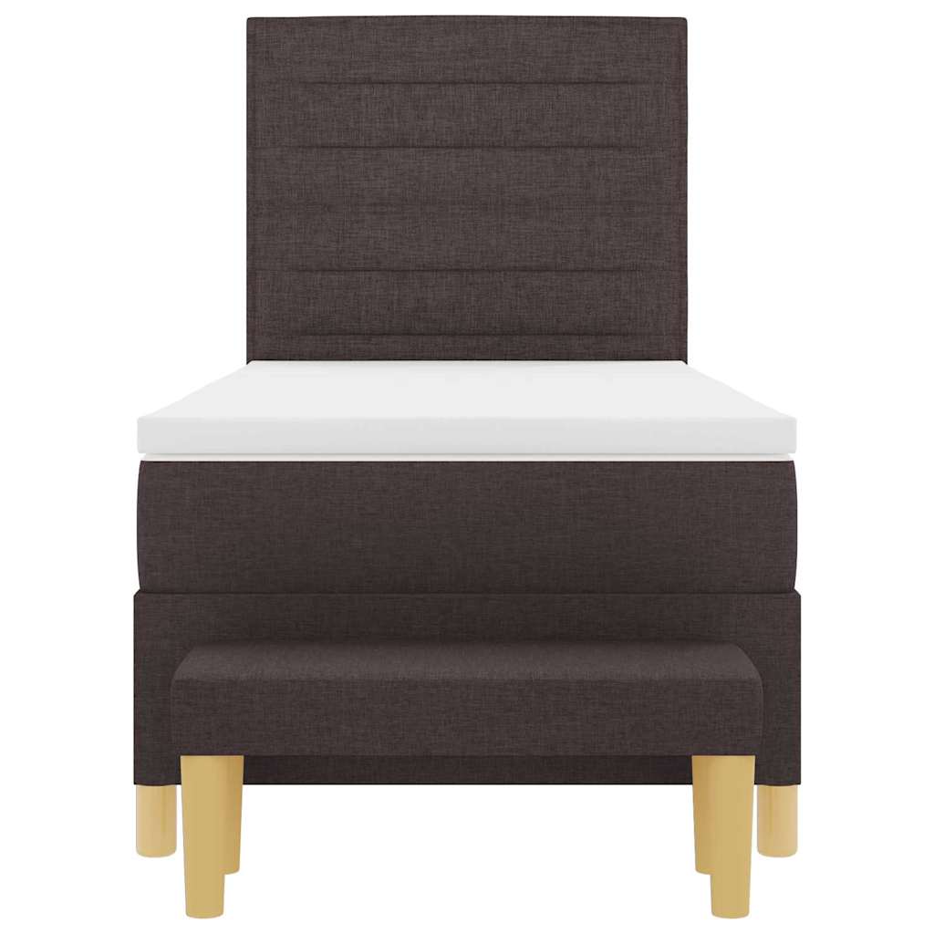 Boxrugós ágy fejtámlával Sötét Barna 200 x 90 cm szövet