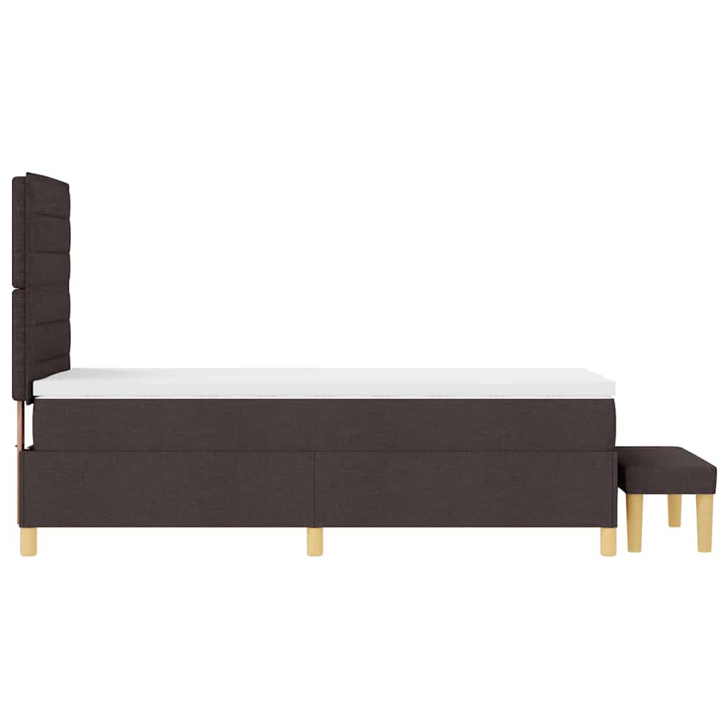 Boxrugós ágy fejtámlával Sötét Barna 200 x 90 cm szövet