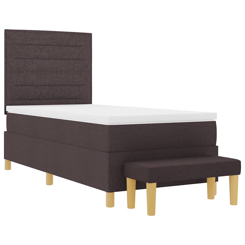 Boxrugós ágy fejtámlával sötétbarna 200 x 90 cm szövet