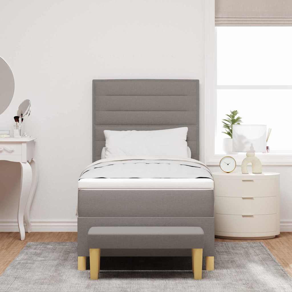 Boxrugós ágy fejtámlával Tópszínű 200 x 90 cm szövet