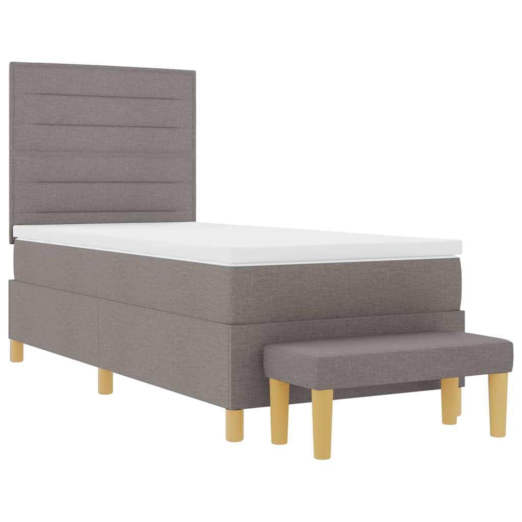 Boxrugós ágy fejtámlával Tópszínű 200 x 90 cm szövet