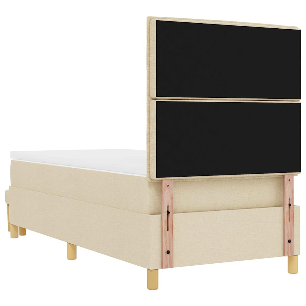 Boxrugós ágy párnával fejtámlával Krém 200 x 90 cm szövet