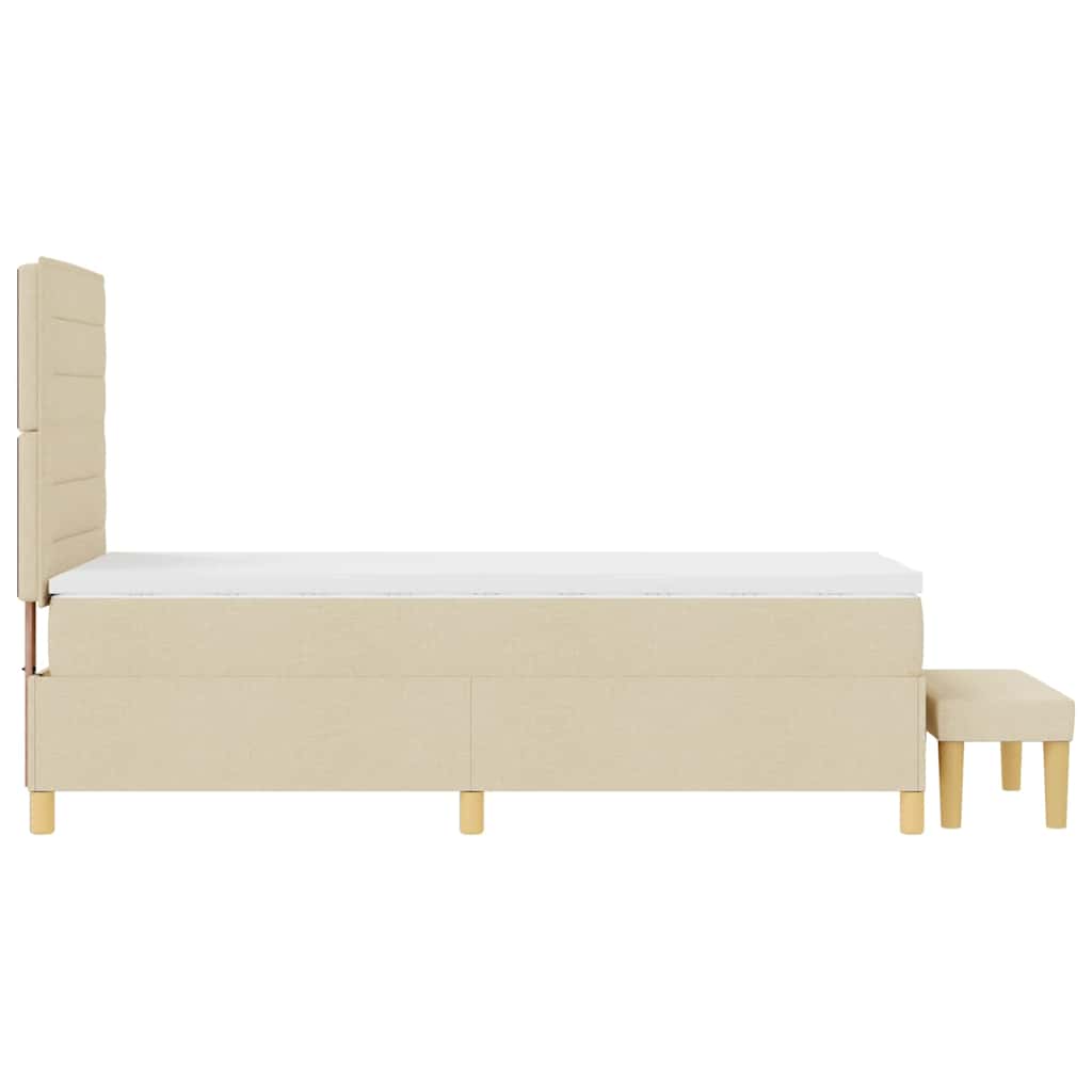 Boxrugós ágy párnával fejtámlával Krém 200 x 90 cm szövet