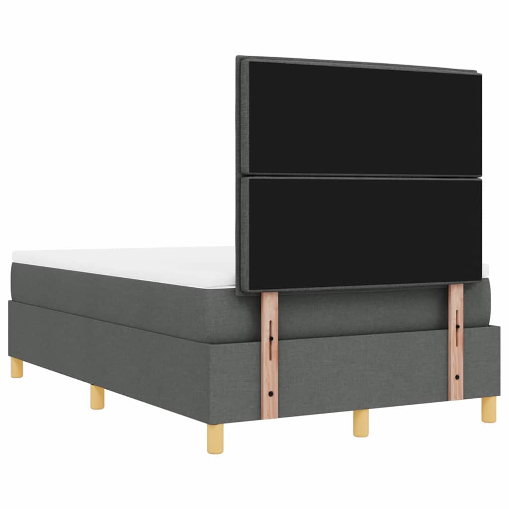 Boxrugós ágy fejtámlával Sötétszürke 200 x 120 cm szövet