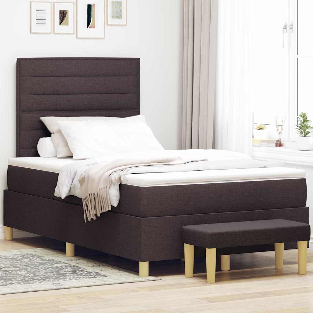 Boxrugós ágy fejtámlával sötétbarna 200 x 120 cm szövet