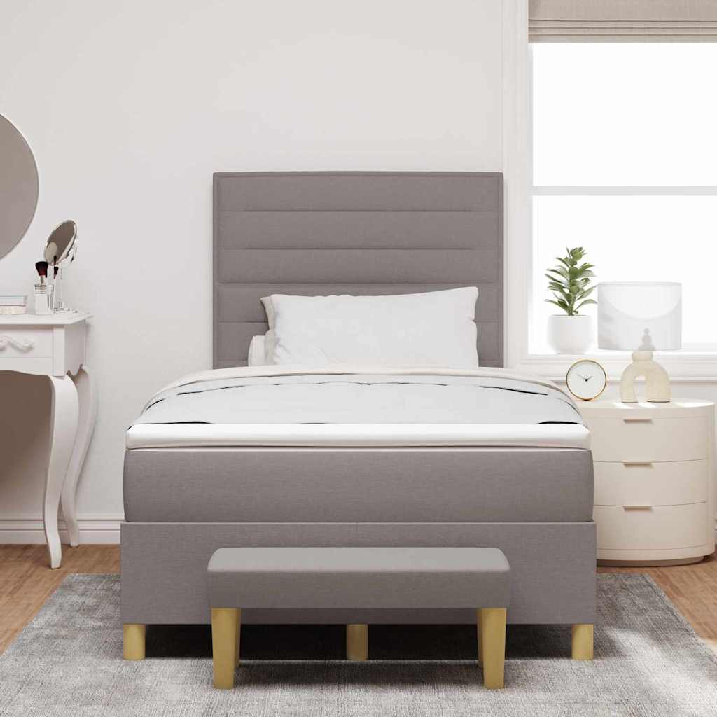 Boxrugós ágy fejtámlával Tópszínű 200 x 120 cm szövet