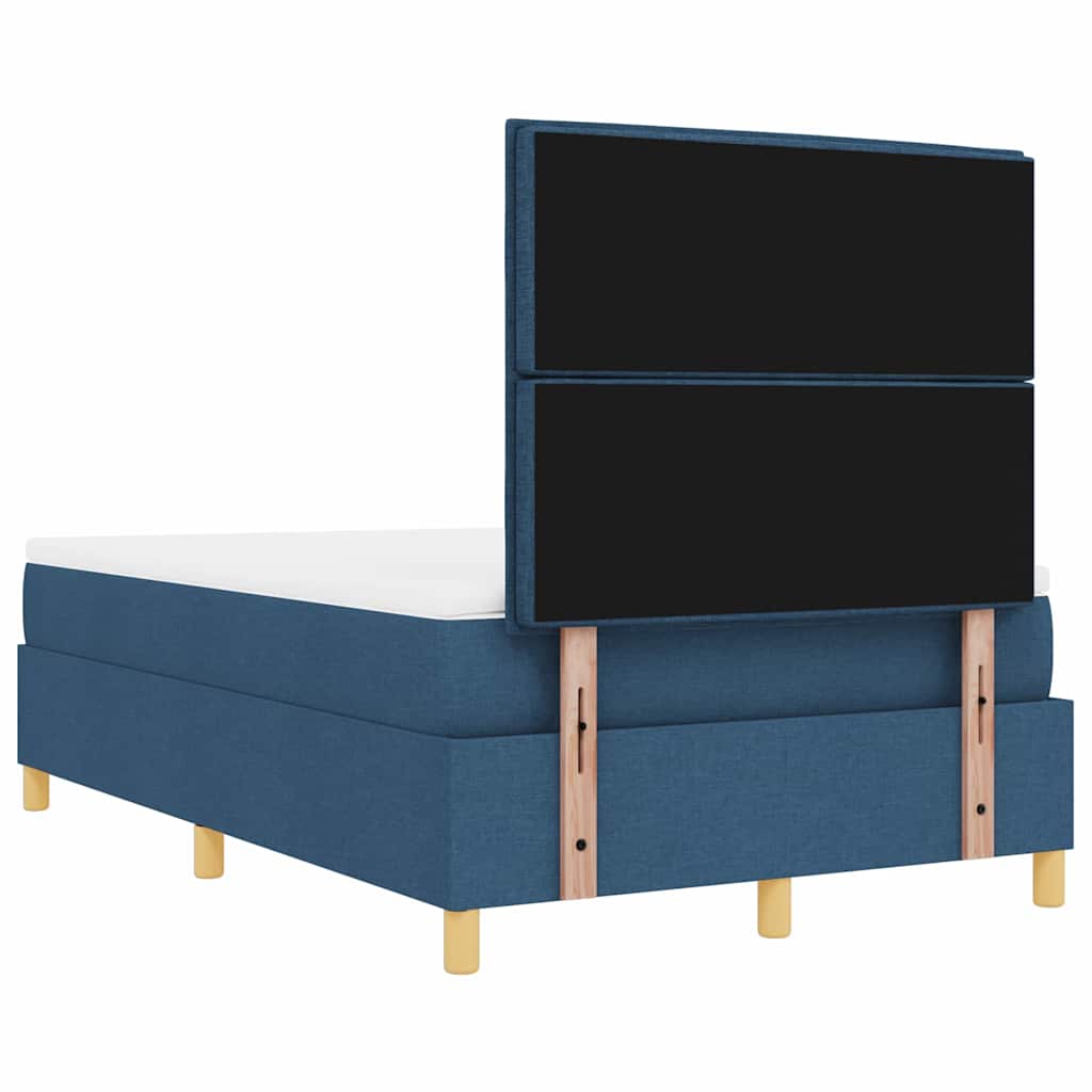 Boxrugós ágy fejtámlával Kék 200 x 120 cm szövet