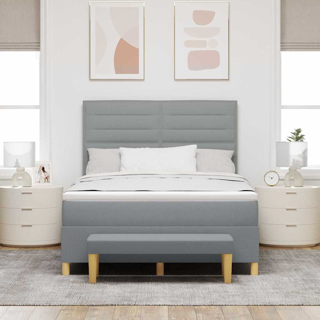 Boxrugós ágy párnával Világosszürke 200 x 140 cm szövet