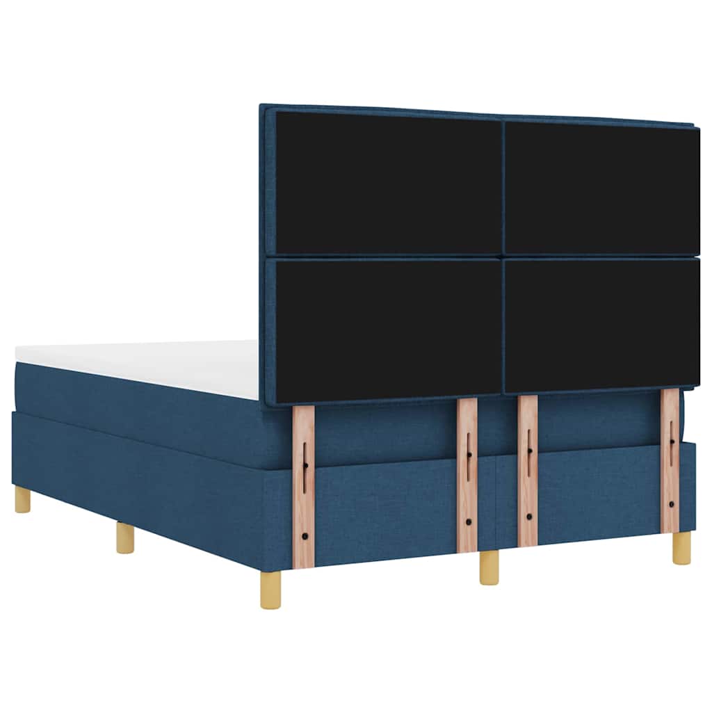 Boxrugós ágy fejtámlával Kék 200 x 140 cm szövet