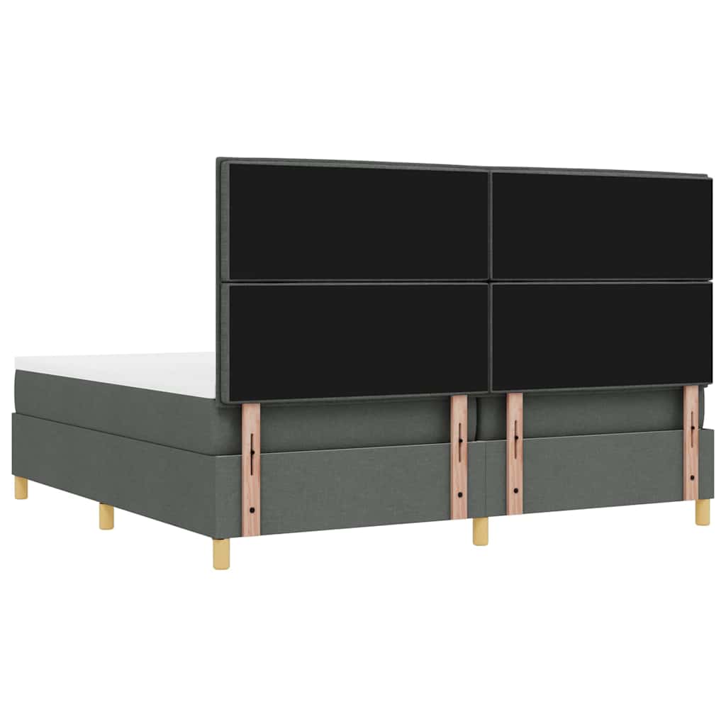 Boxrugós ágy matracmal Sötétszürke 200 x 200 cm szövet
