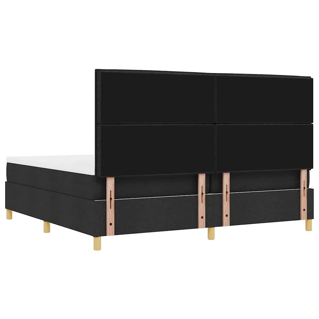 Boxrugós ágy matracmal fejtámlával Fekete 200 x 200 cm szövet
