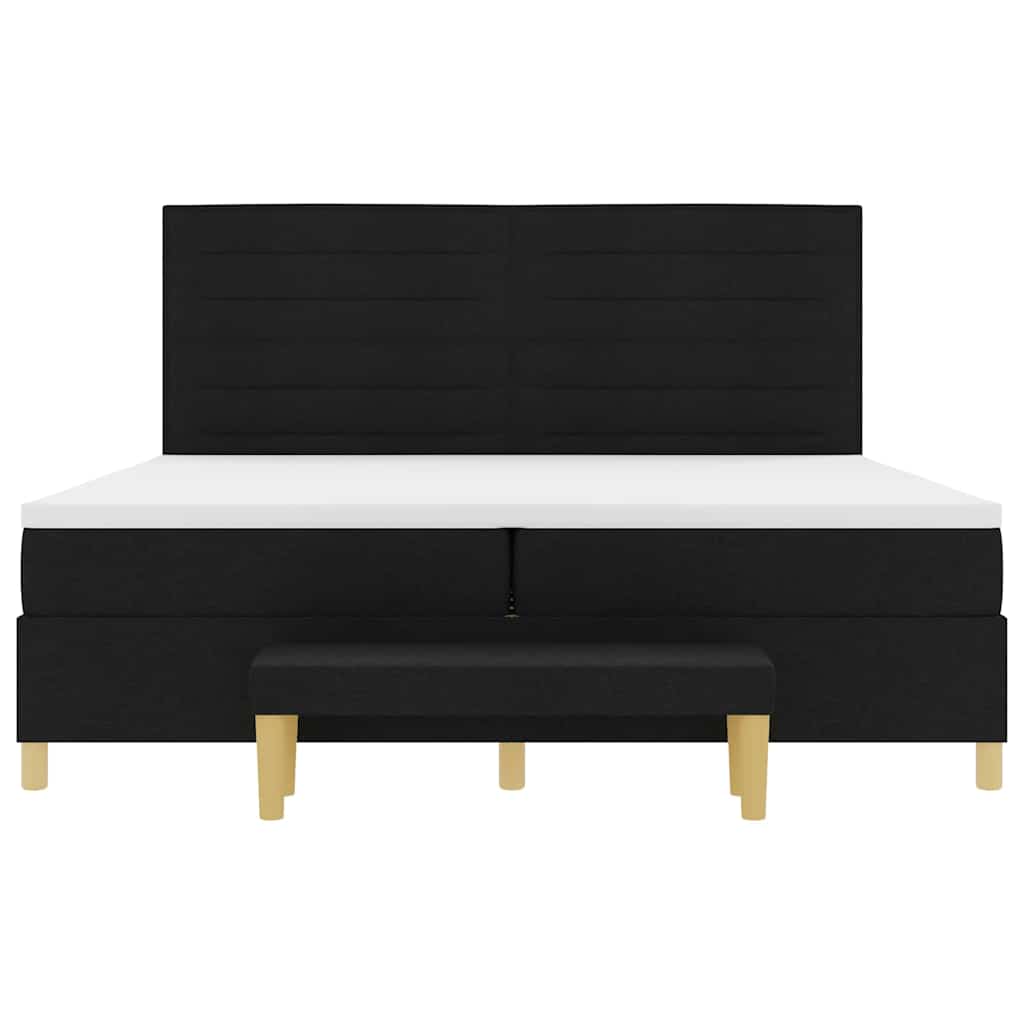 Boxrugós ágy matracmal fejtámlával Fekete 200 x 200 cm szövet