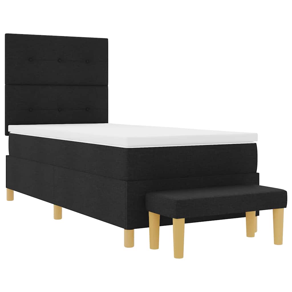 Boxrugós ágy fejtámlával Fekete 200 x 80 cm szövet