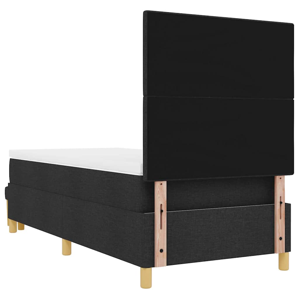 Boxrugós ágy fejtámlával Fekete 200 x 80 cm szövet