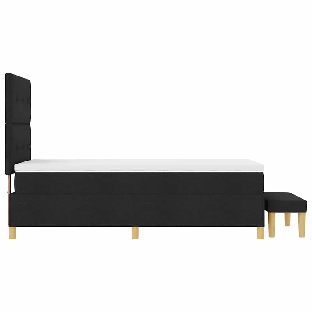 Boxrugós ágy fejtámlával Fekete 200 x 80 cm szövet