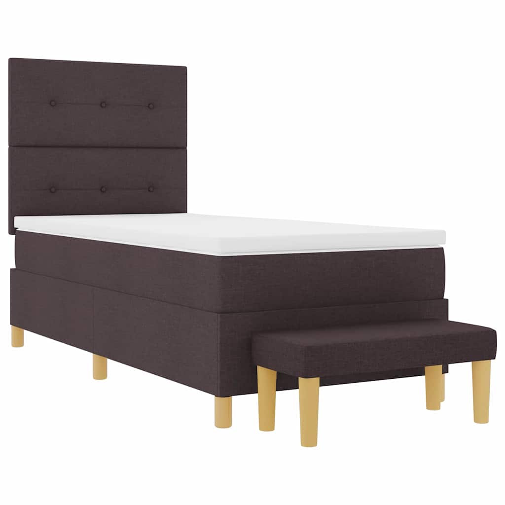 Boxrugós ágy fejtámlával sötétbarna 200 x 80 cm szövet