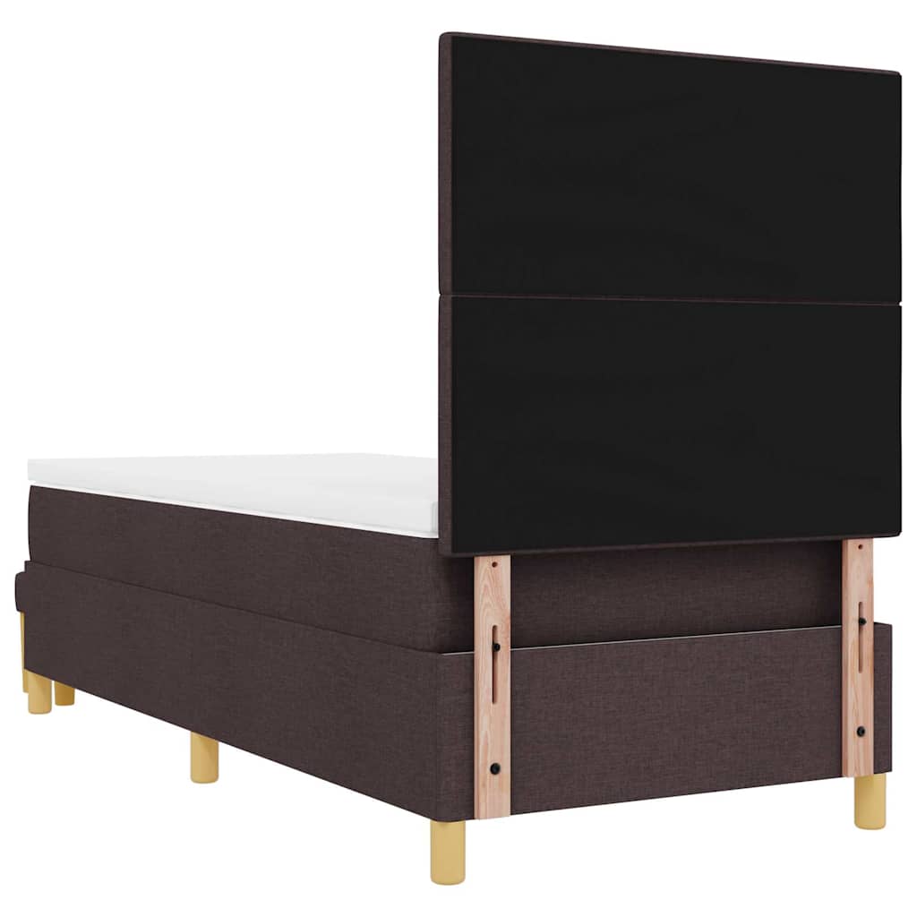 Boxrugós ágy fejtámlával sötétbarna 200 x 80 cm szövet