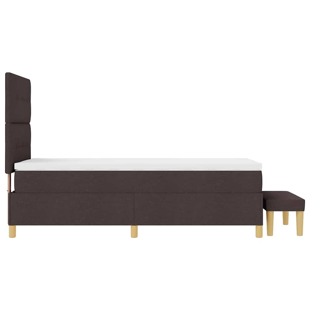 Boxrugós ágy fejtámlával sötétbarna 200 x 80 cm szövet