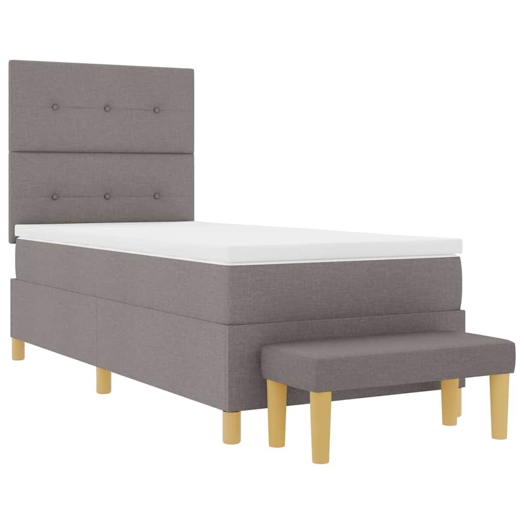 Boxrugós ágy párnával fejtámlával Tópszínű 200 x 80 cm szövet
